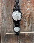 Dark Oil Basketweave Clear Browband/One Ear Tack Set  