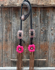 Dark Oil Honeycomb Copper Dot Copper Pink and Champagne Browband / Breastcollar Tack Set 