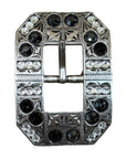 Antique Silver Jet, Clear Crystal Conchos - Sizes from 1"- 3" and Buckles