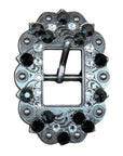 Antique Silver Jet, Clear Crystal Conchos - Sizes from 1"- 3" and Buckles