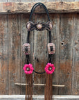 Dark Oil Honeycomb Copper Dot Copper Pink and Champagne Browband / Breastcollar Tack Set 