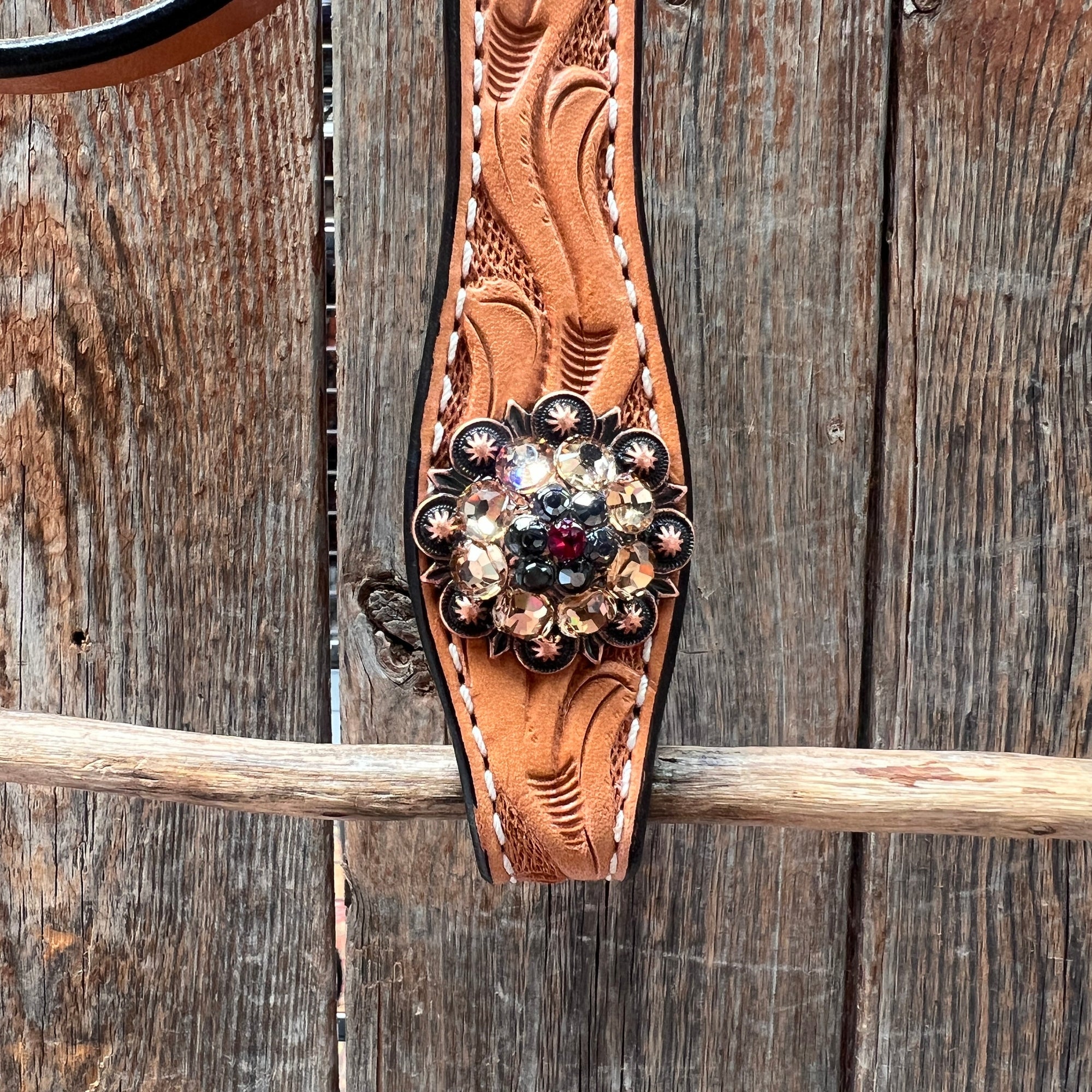 Floral Tooled V-Brow Headstall / Bridle 