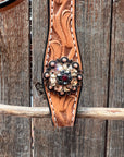 Floral Tooled V-Brow Headstall / Bridle 