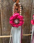 Light Oil Whipstitch Pink and White One Ear & Breastcollar Tack Set 