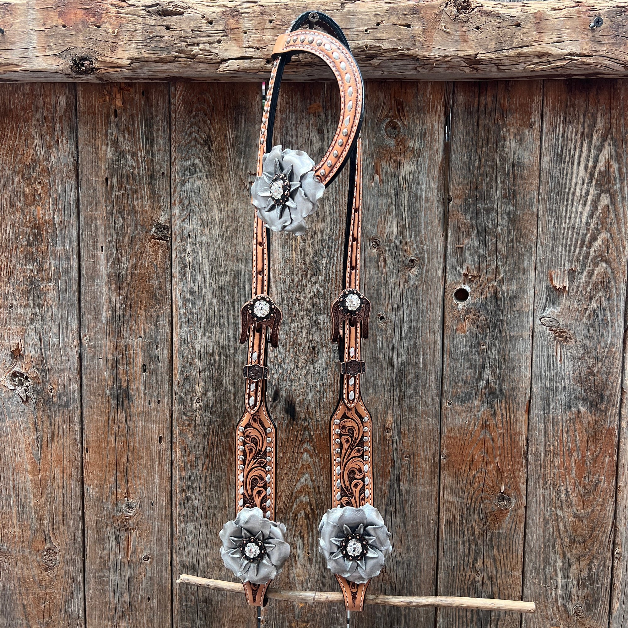 Silver Buckstitch One Ear Headstall / Bridle 