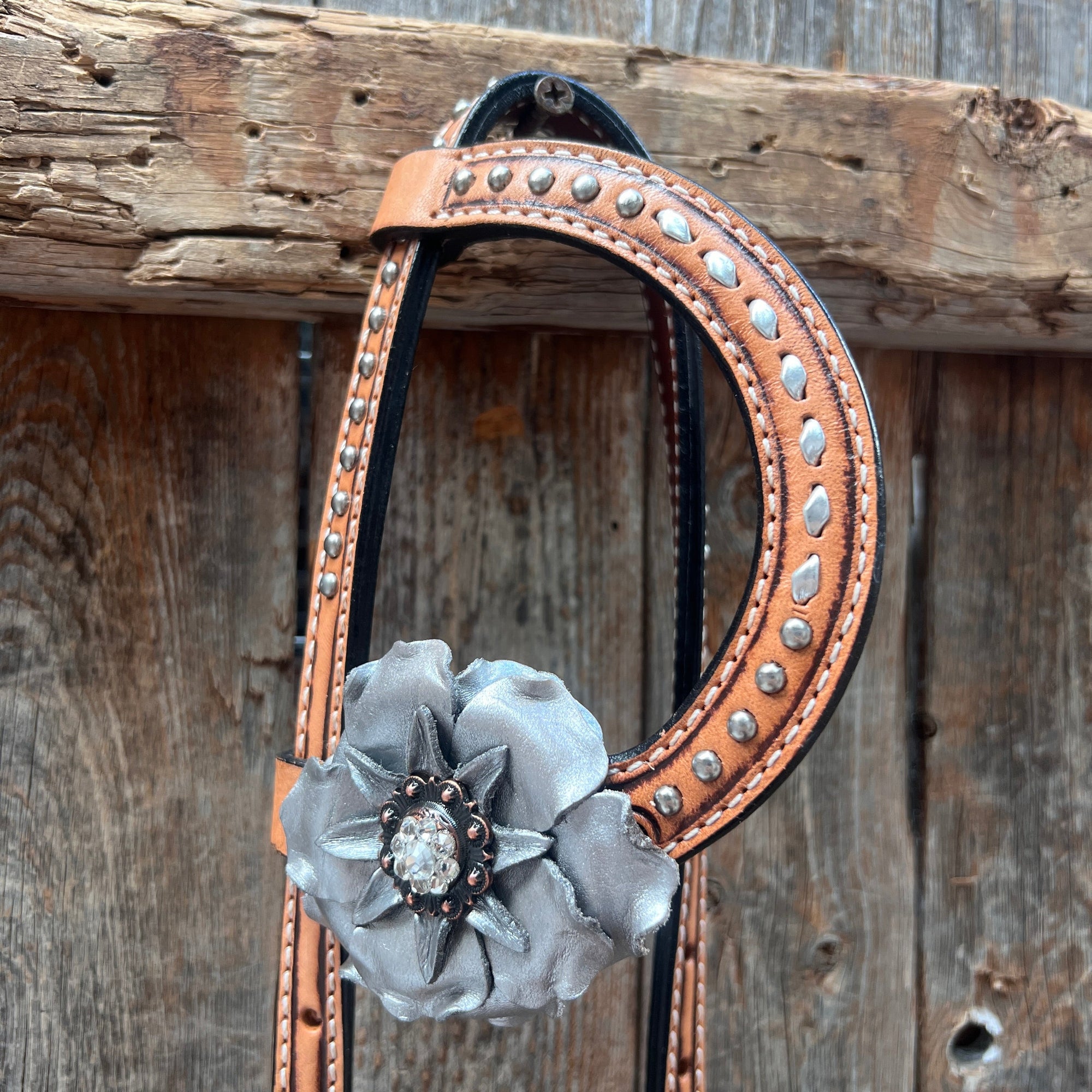 Silver Buckstitch One Ear Headstall / Bridle 