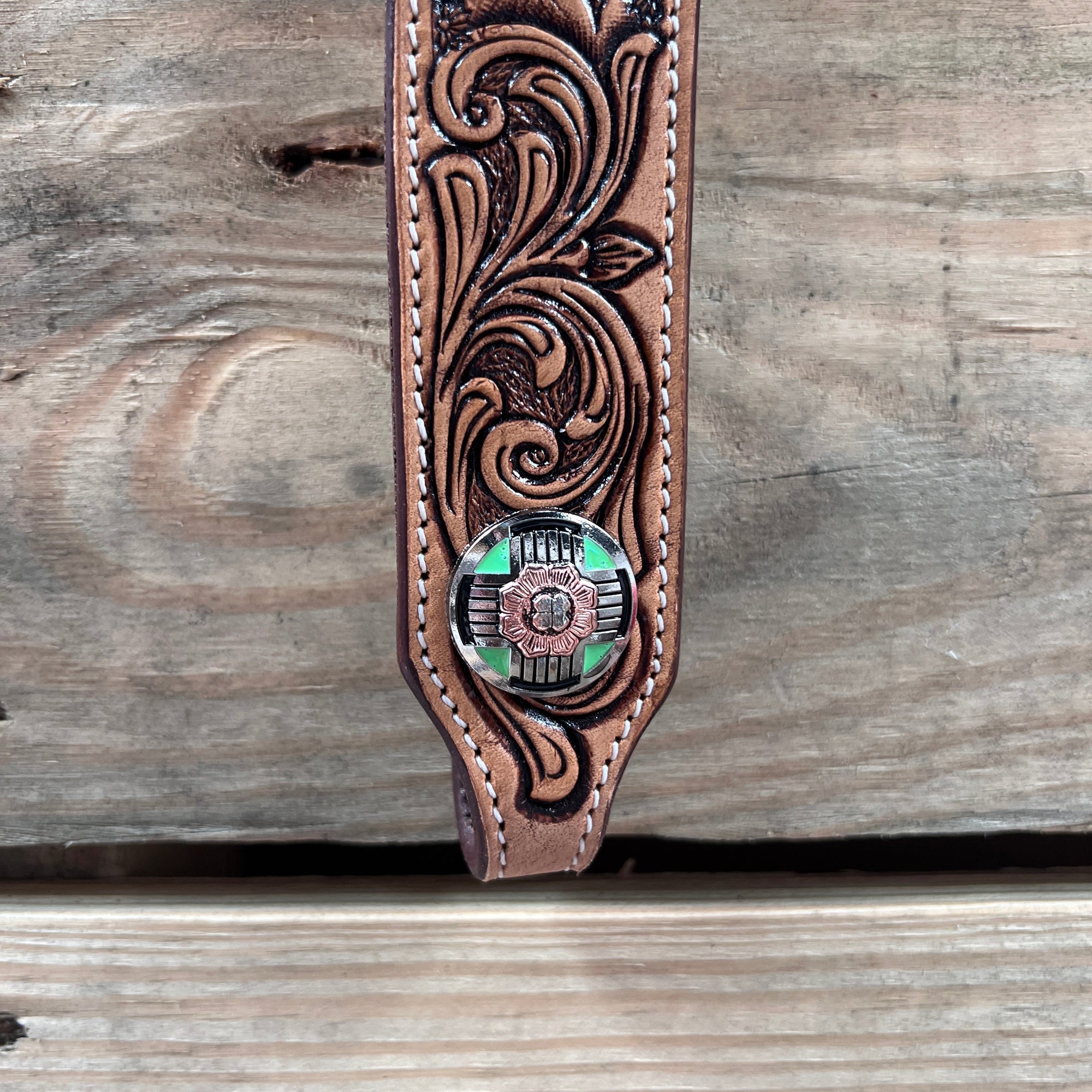 Light Oil Honeycomb Turquoise One Ear / Breastcollar Tack Set 