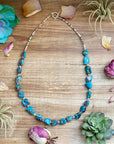 Blue Turquoise Nugget & Shell Necklace – 26”