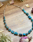 Blue Turquoise Nugget & Shell Necklace – 26”