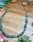 Blue Turquoise Nugget & Shell Necklace – 26”