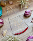 Silver-Plated Paperclip Chain Necklace with Dyed Coral & Hematite – 15”