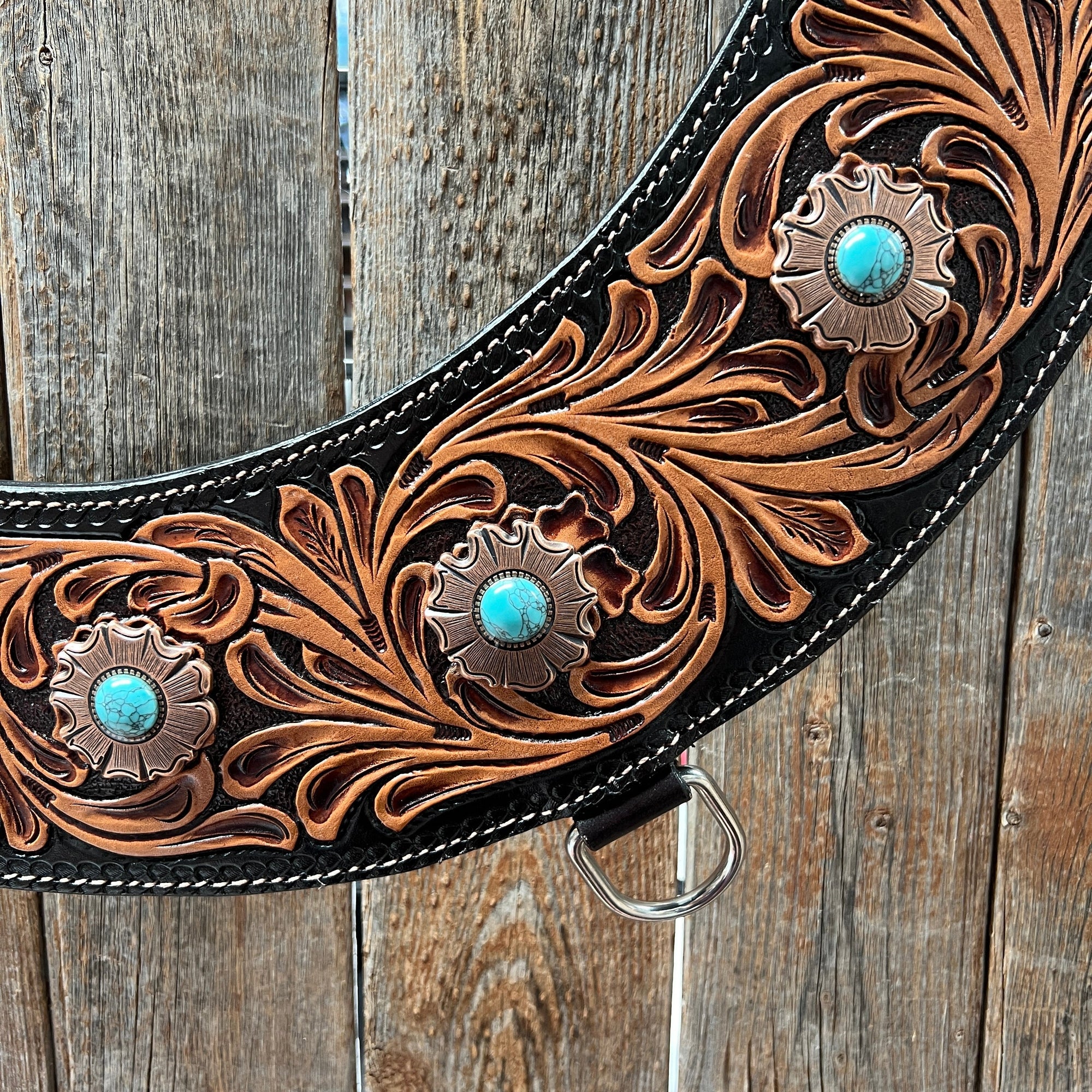 Floral Tripping Copper Turquoise Collar 