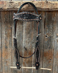 Dark Oil Floral Tooled with Copper Dots Tack Sets