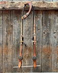 Light Oil Basketweave Copper Flower Browband/One Ear Tack Set  