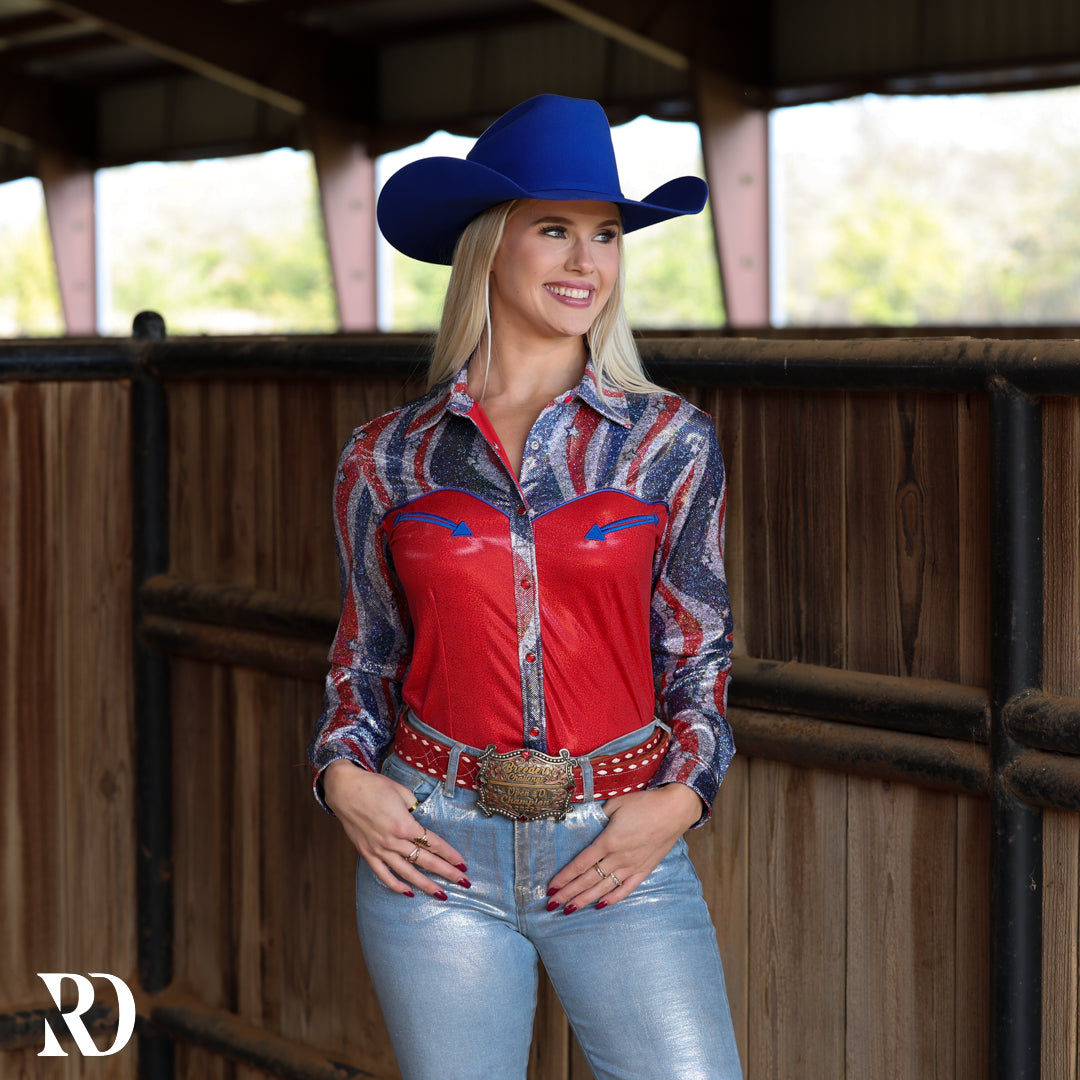 AMERICAN BLAZE SPARKLE PERFORMANCE RODEO SHIRT