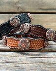 Leather Dog Collar With Copper Dots Conchos 10" to 22" W184S -DC58