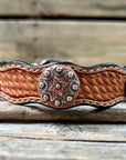 Leather Dog Collar With Copper Dots Conchos 10" to 22" W184S -DC58