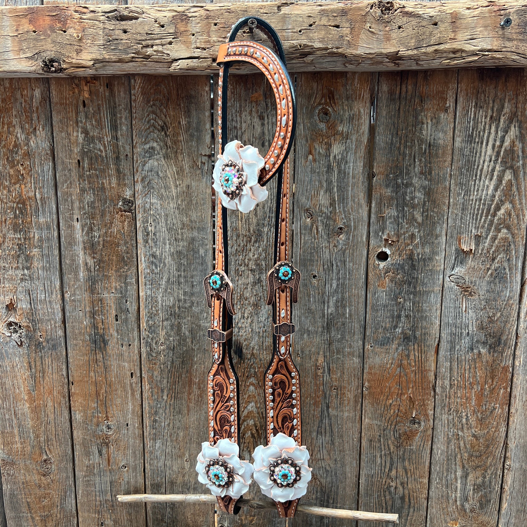 Silver Buckstitch One Ear Headstall / Bridle 