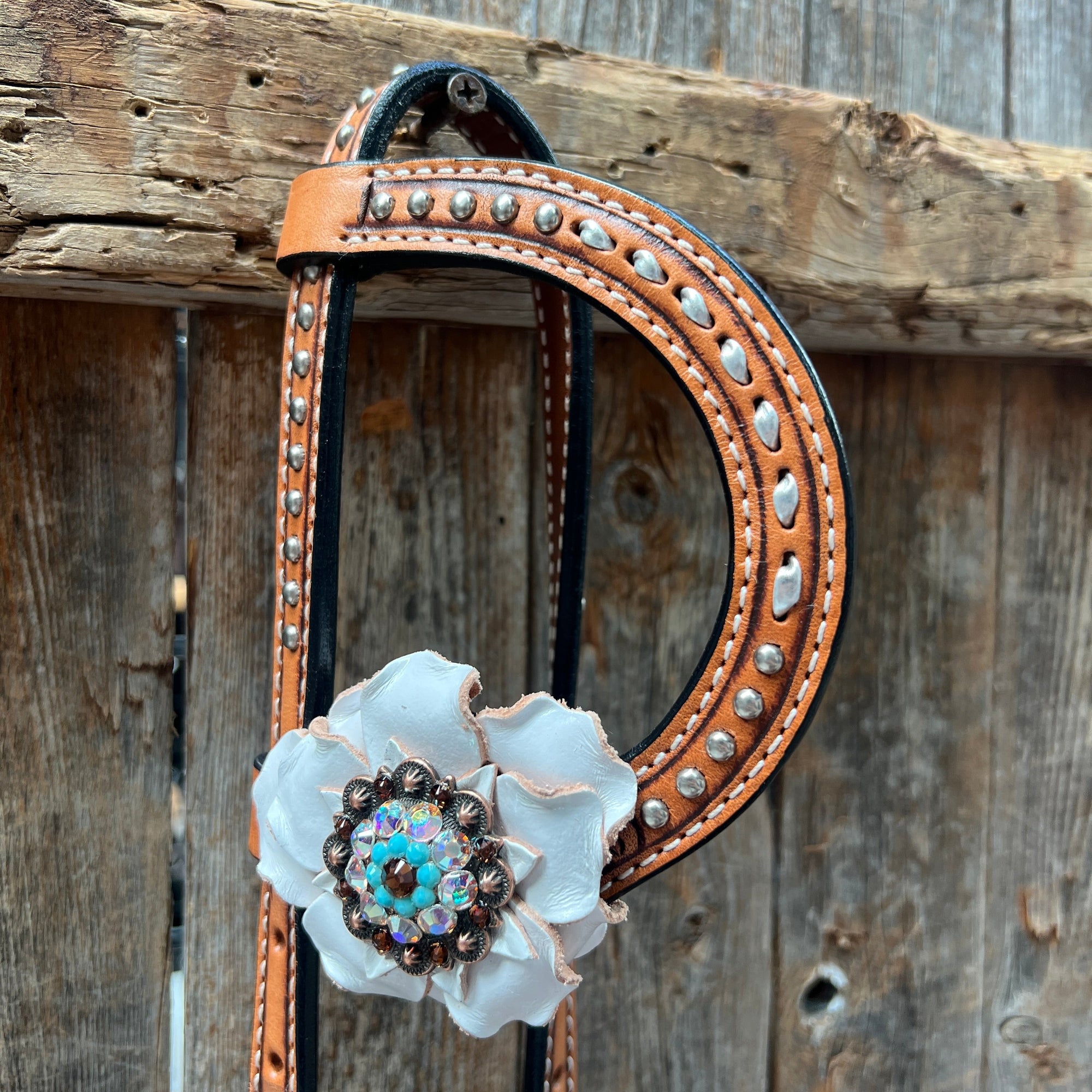Silver Buckstitch One Ear Headstall / Bridle 