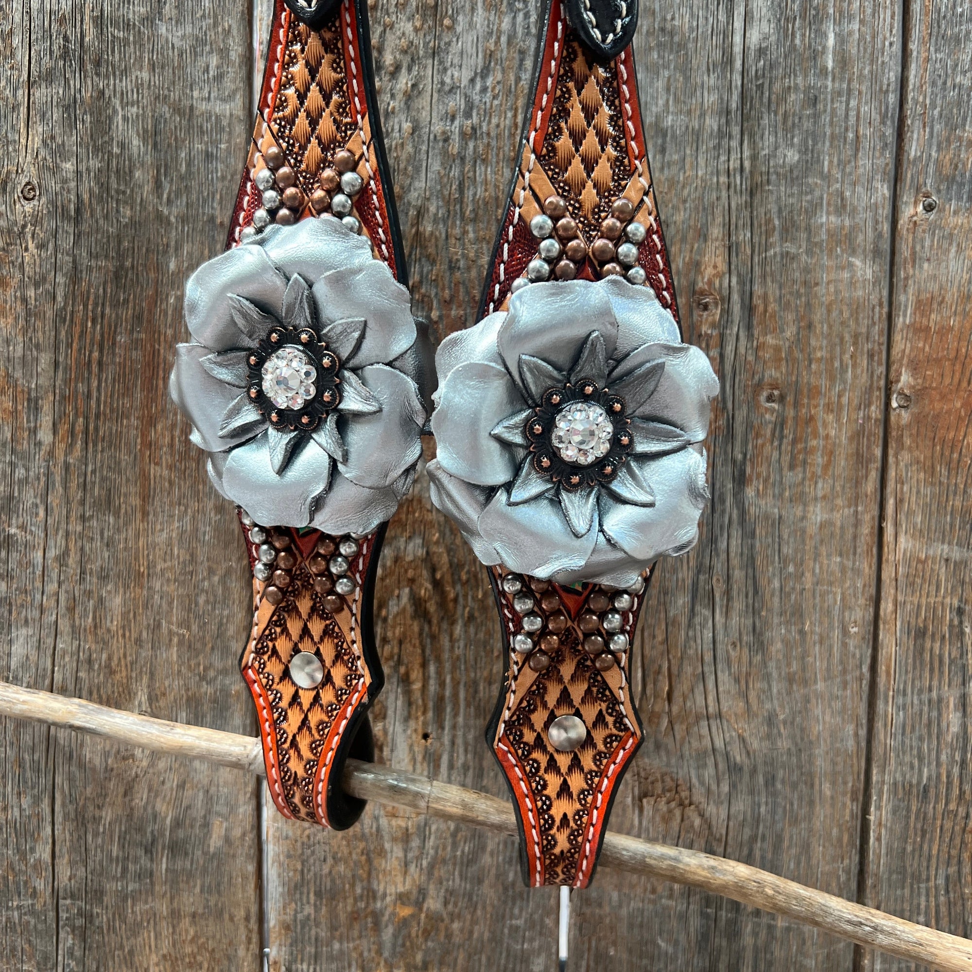 Rose Silver and Clear One Ear/ Breastcollar Tack Set 