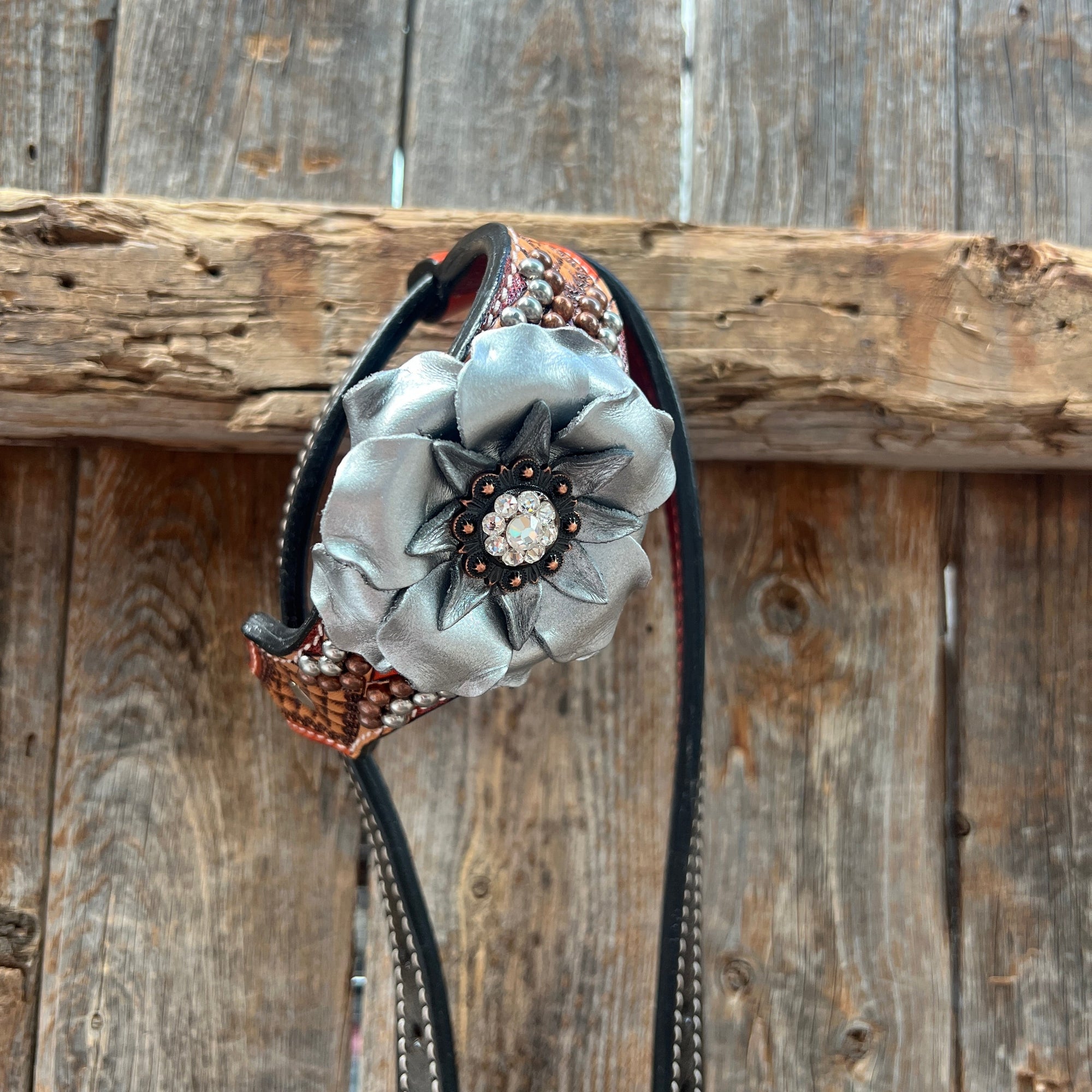 Rose Silver and Clear One Ear/ Breastcollar Tack Set 