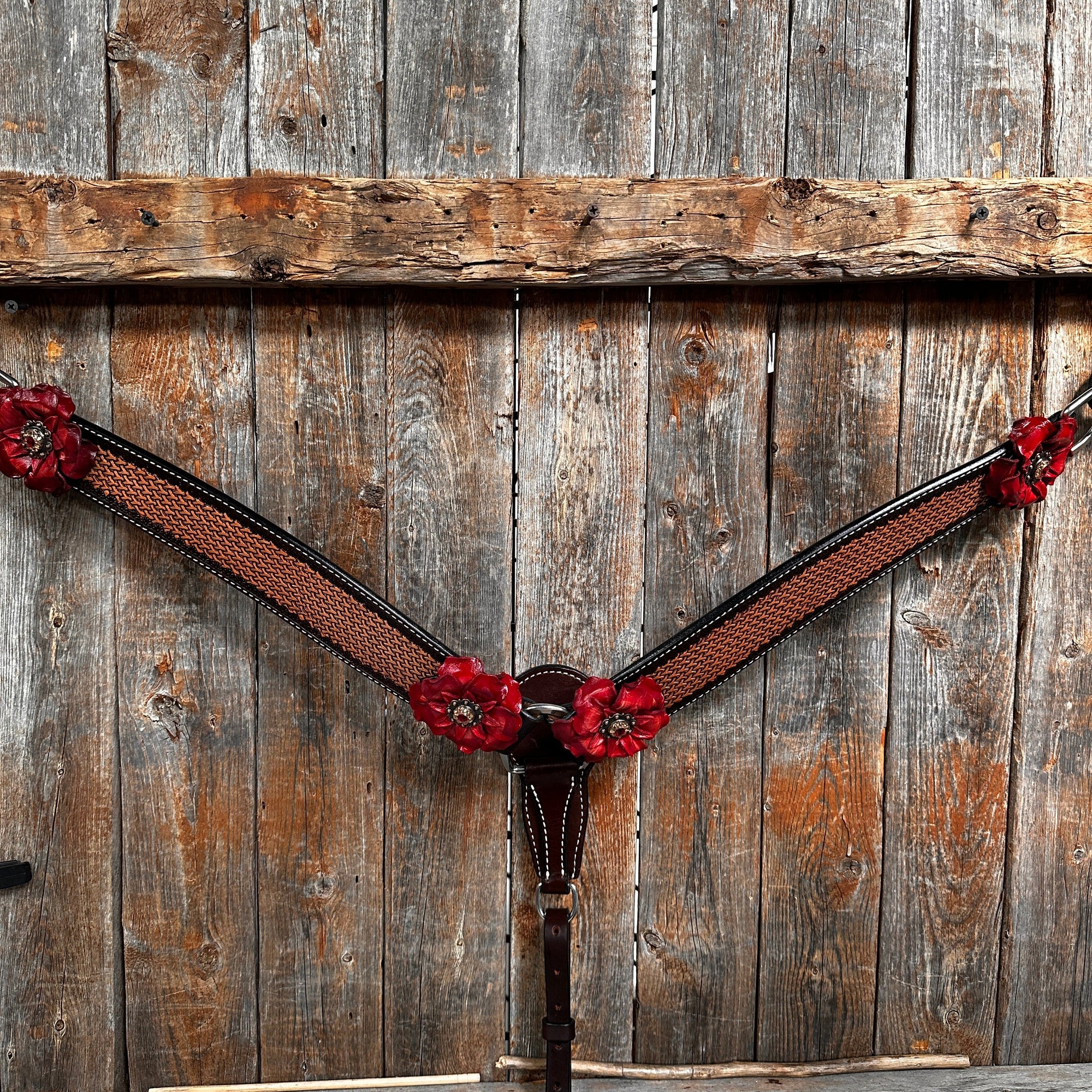 Foxtail Ruby - Champagne Browband/One Ear Headstall &amp; Breastcollar Tack Set 