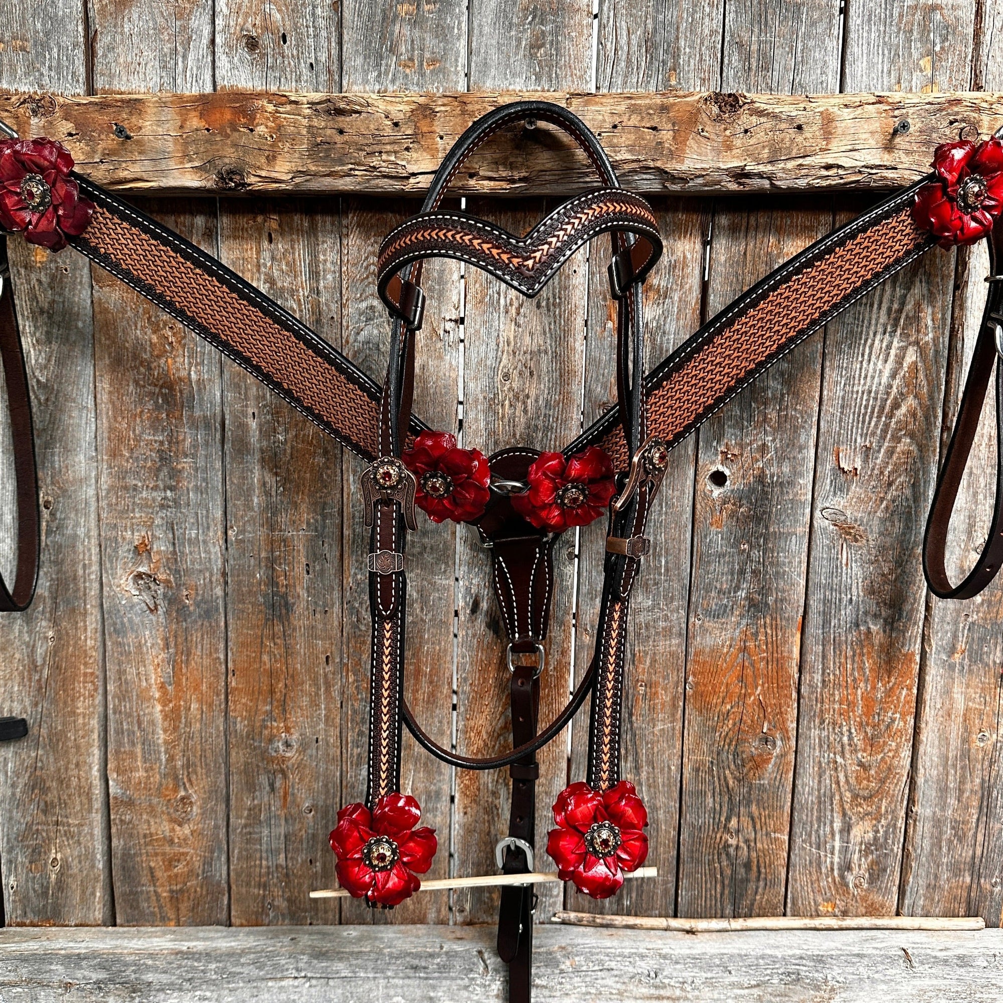 Foxtail Ruby - Champagne Browband/One Ear Headstall &amp; Breastcollar Tack Set 