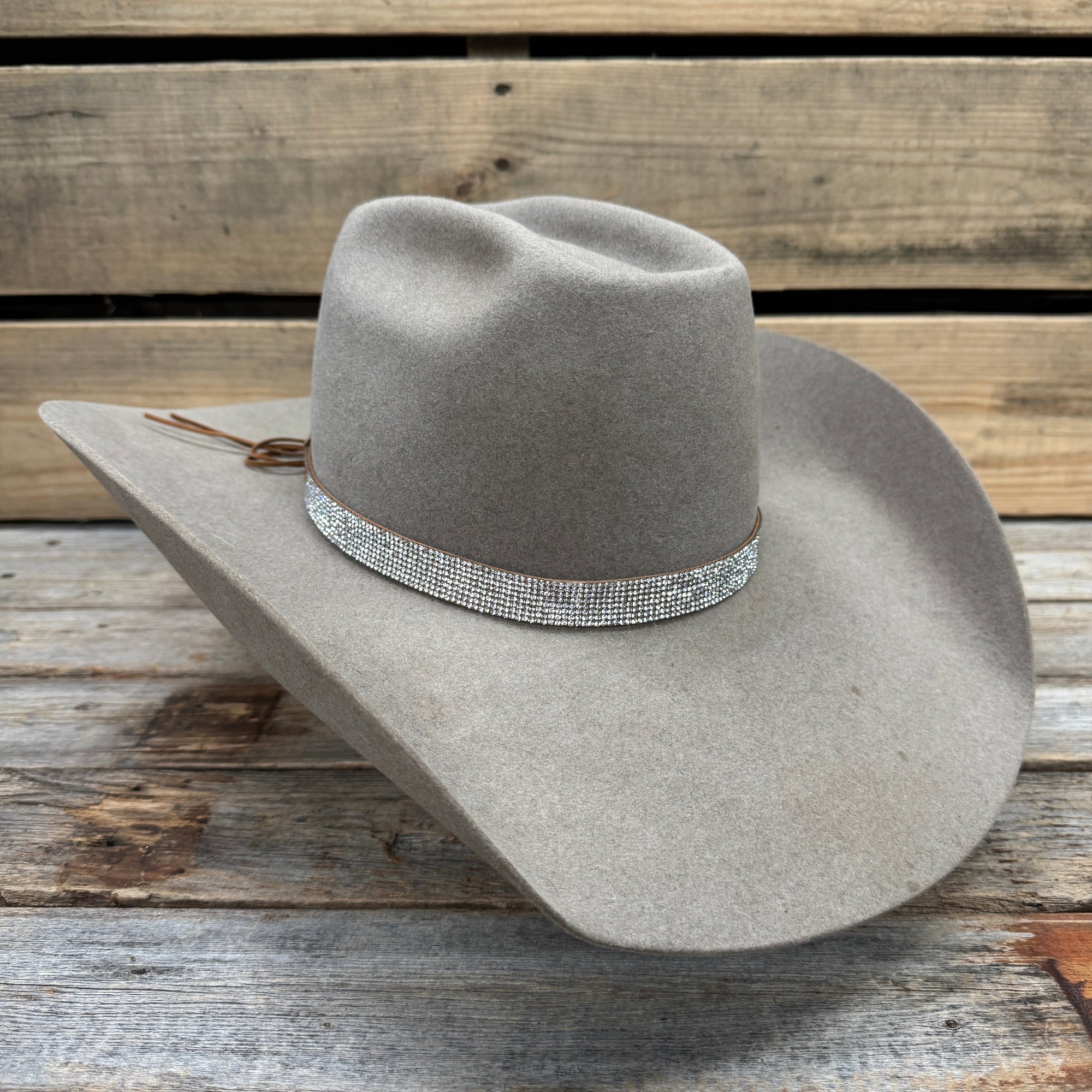 Rhinestone Suede Leather Hat Band 