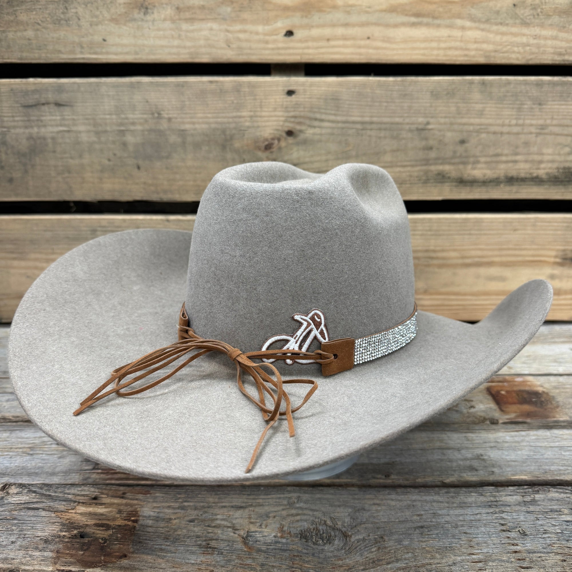 Rhinestone Suede Leather Hat Band 