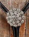 Black Floral Bright Clear Browband / One Ear Tack Set 