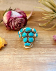 Kingman Turquoise Longhorn Sterling Silver Ring – Adjustable (Fits 8+)