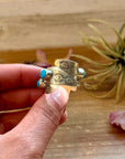 Kingman Turquoise Longhorn Sterling Silver Ring – Adjustable (Fits 8+)