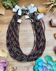 Dark Red Natural Garnet Necklace with Sterling Silver Pearls – 18.5”