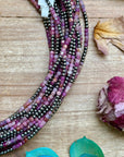 Natural Cubic Ruby Necklace with Sterling Silver Pearls – 19”