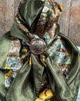 35X35" Olive Tone Paisley Wild Rag / Scarf -W192L Slide WRC1001C