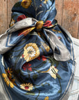 35X35" Grey and Blue Tulips and Lilies Wild Rag / Scarf WR1010
