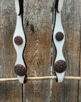White Leather Copper Floral  Browband/One Ear Tack Set 