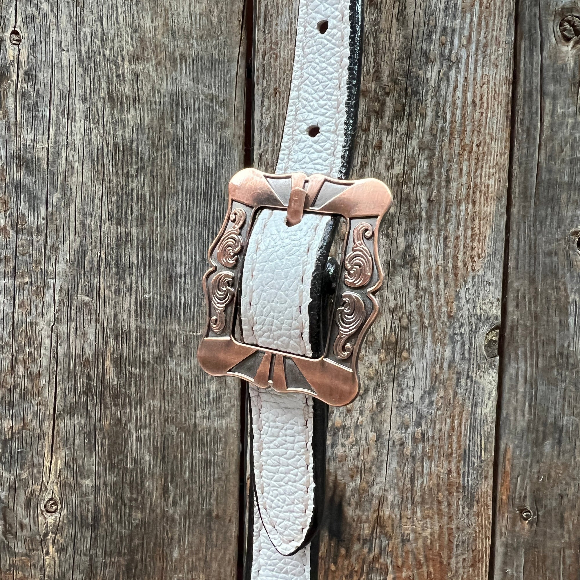 White Leather Copper Floral  Browband/One Ear Tack Set 