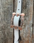 White Leather Copper Floral  Browband/One Ear Tack Set 