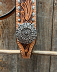 Silver Buckstitch and Pinwheel Browband/One Ear and Breastcollar Tack Set 