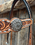 Silver Buckstitch and Pinwheel Browband/One Ear and Breastcollar Tack Set 