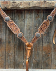 Silver Buckstitch and Pinwheel Browband/One Ear and Breastcollar Tack Set 