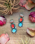Red Spiny Oyster & Golden Hills Turquoise Sterling Silver Pendant – Stamped Gilbert Nez