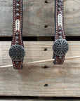 Rawhide Antique Silver Engraved Floral Western Conchos One Ear and Breastcollar Tack Set 