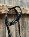 Black Floral Antique Silver Starburst Browband/One Ear Tack Set  