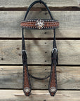 Two Tone Honeycomb Copper Dot Champagne and Clear Browband / Breastcollar Tack Set 