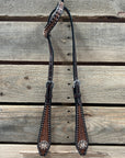 Two Tone Honeycomb Copper Dot Champagne and Clear Browband / Breastcollar Tack Set 