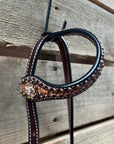 Two Tone Honeycomb Copper Dot Champagne and Clear Browband / Breastcollar Tack Set 