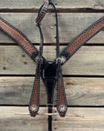 Two Tone Honeycomb Copper Dot Champagne and Clear Browband / Breastcollar Tack Set 
