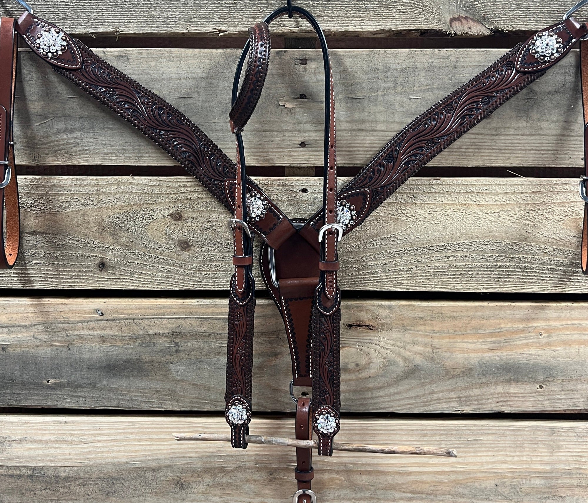 Dark Oil Braid Copper Clear Browband Tack Set  
